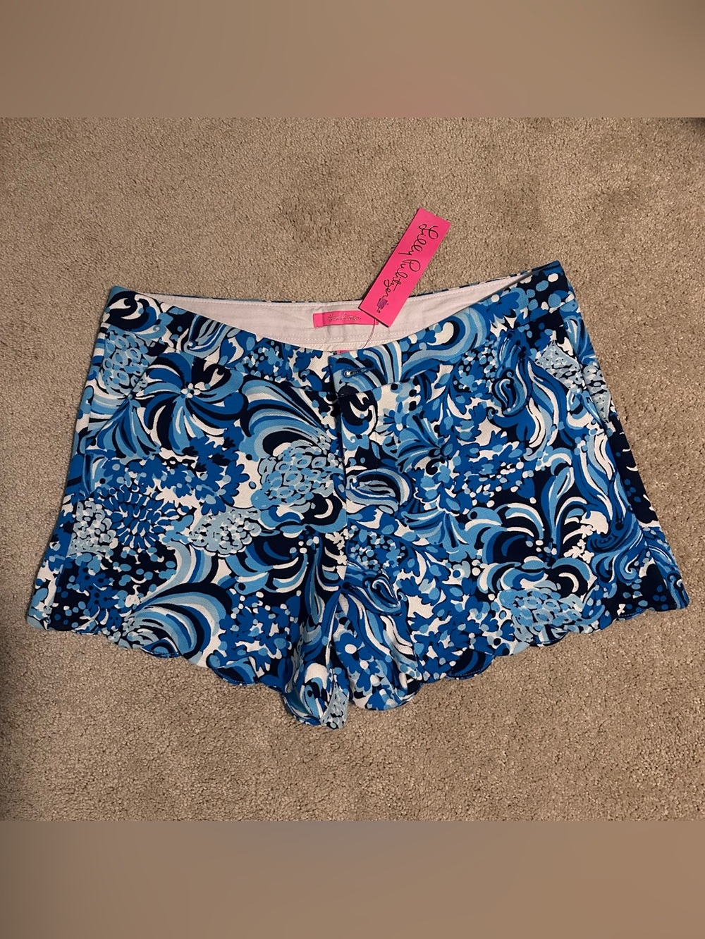 new lily pulitzer buttercup hem knit shorts women’s size 10 blue white